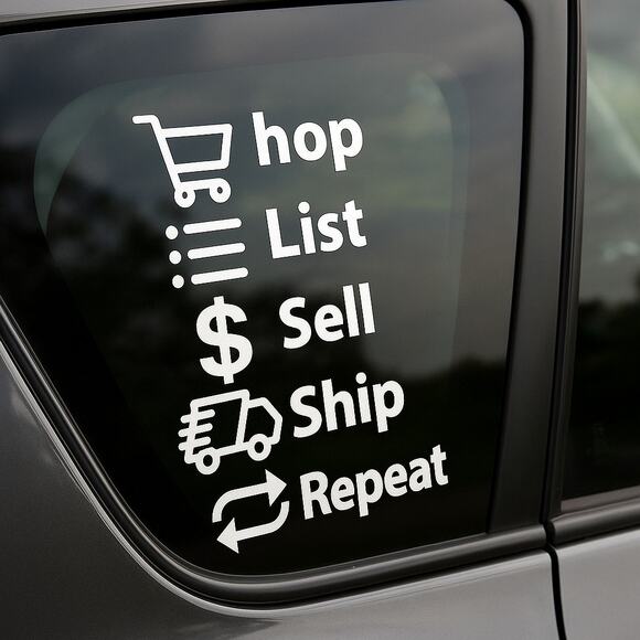 Handmade Reseller Life Car Decal Sticker Shop List Sell Ship Repeat - Picture 1 of 5
